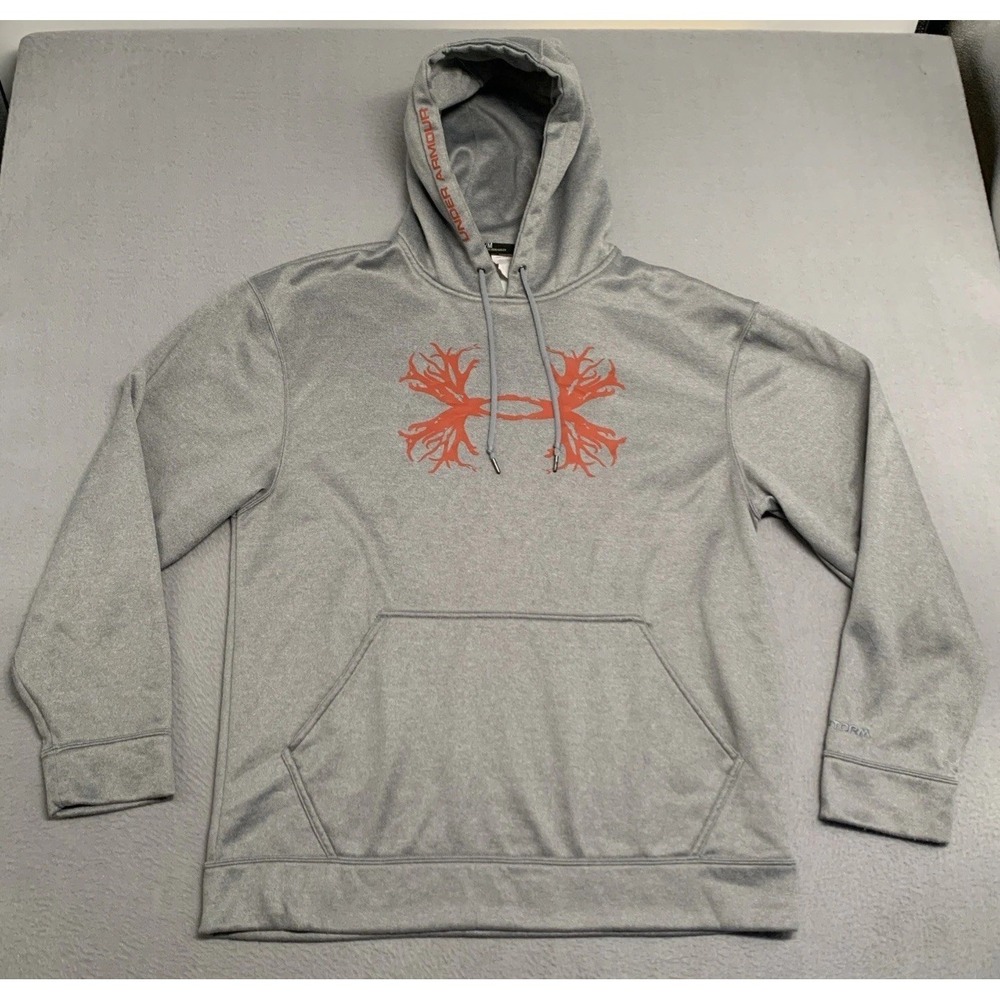 Under Armour UA Rival Antler Hoodie Mens M Loose‎ Pullover Sweatshirt Gray Storm